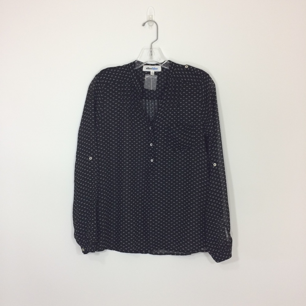Alice Blue Black Sheer Blouse